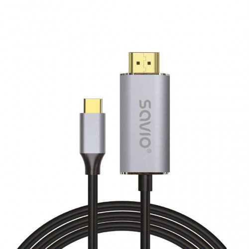 KABEL USB-C DO HDMI 2.0B, 1M, SREBRNO-CZARNY
