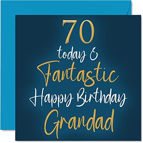Fantastyczne kartki na 70. urodziny dla dziadka – '70 Today & Fantastic' – kartka urodzinowa dla dziadka od wnuczki, prezenty urodzinowe dla dziadka, kartki okolicznościowe 145 mm x 145 mm urodzinowe