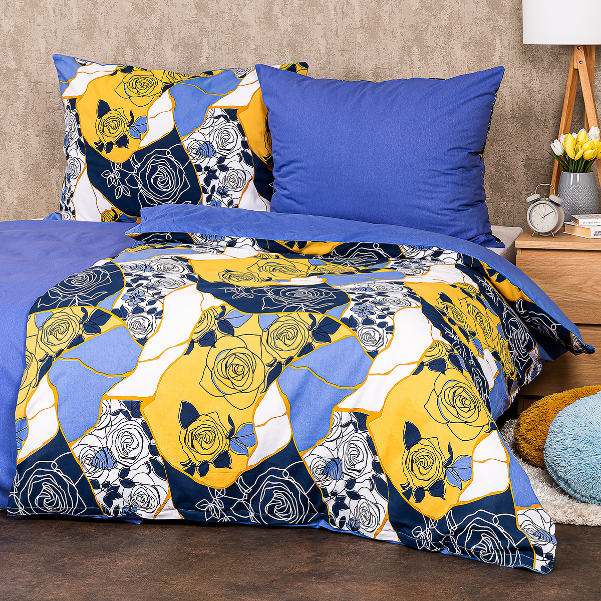 4Home Pościel bawełniana Blue rose, 220 x 200 cm, 2 szt. 70 x 90 cm, 220 x 200 cm, 2 szt. 70 x 90 cm