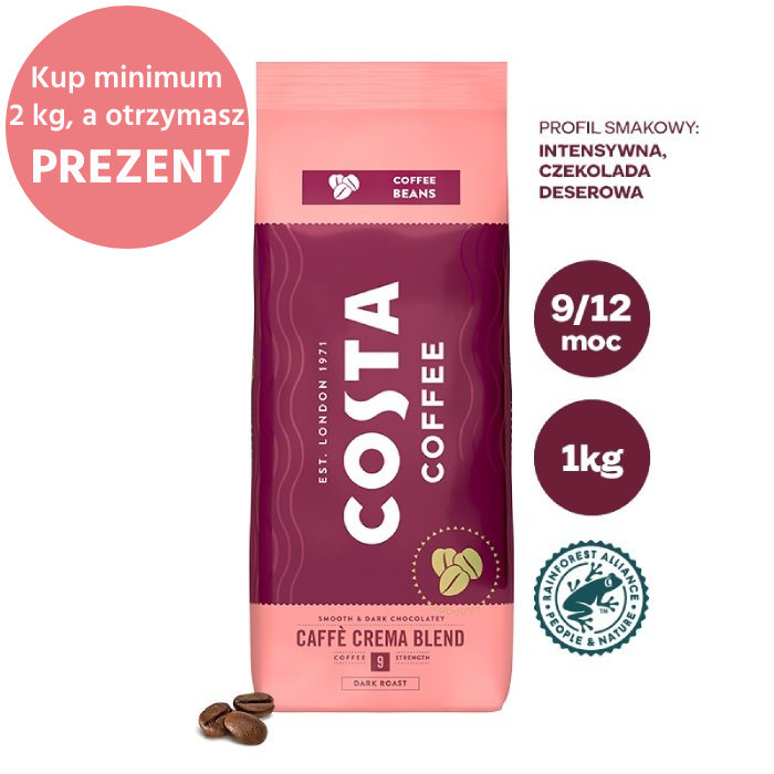 Kawa ziarnista Costa Coffee Crema Blend 1kg + PREZENT zakładka do książki