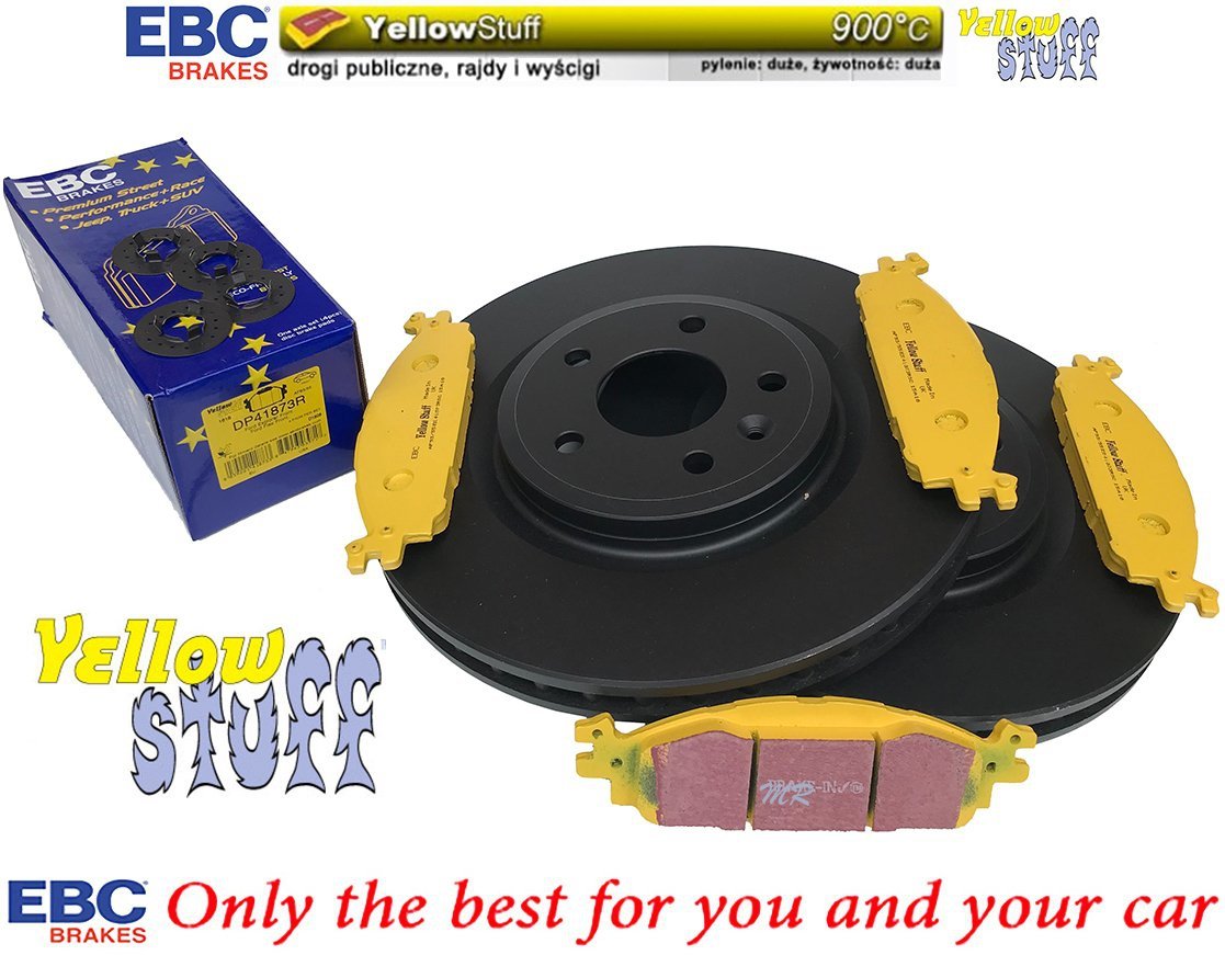 Przednie klocki YellowStuff + tarcze hamulcowe 325mm EBC seria Premium Lincoln MKT 2012-2019