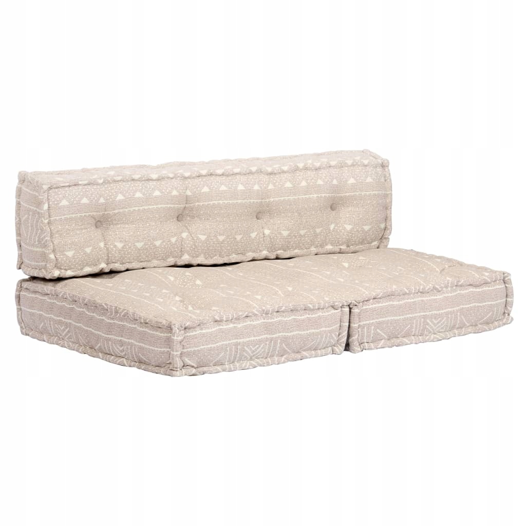 vidaXL Sofa z poduszek na paletę, tkanina, beżowy patchwork
