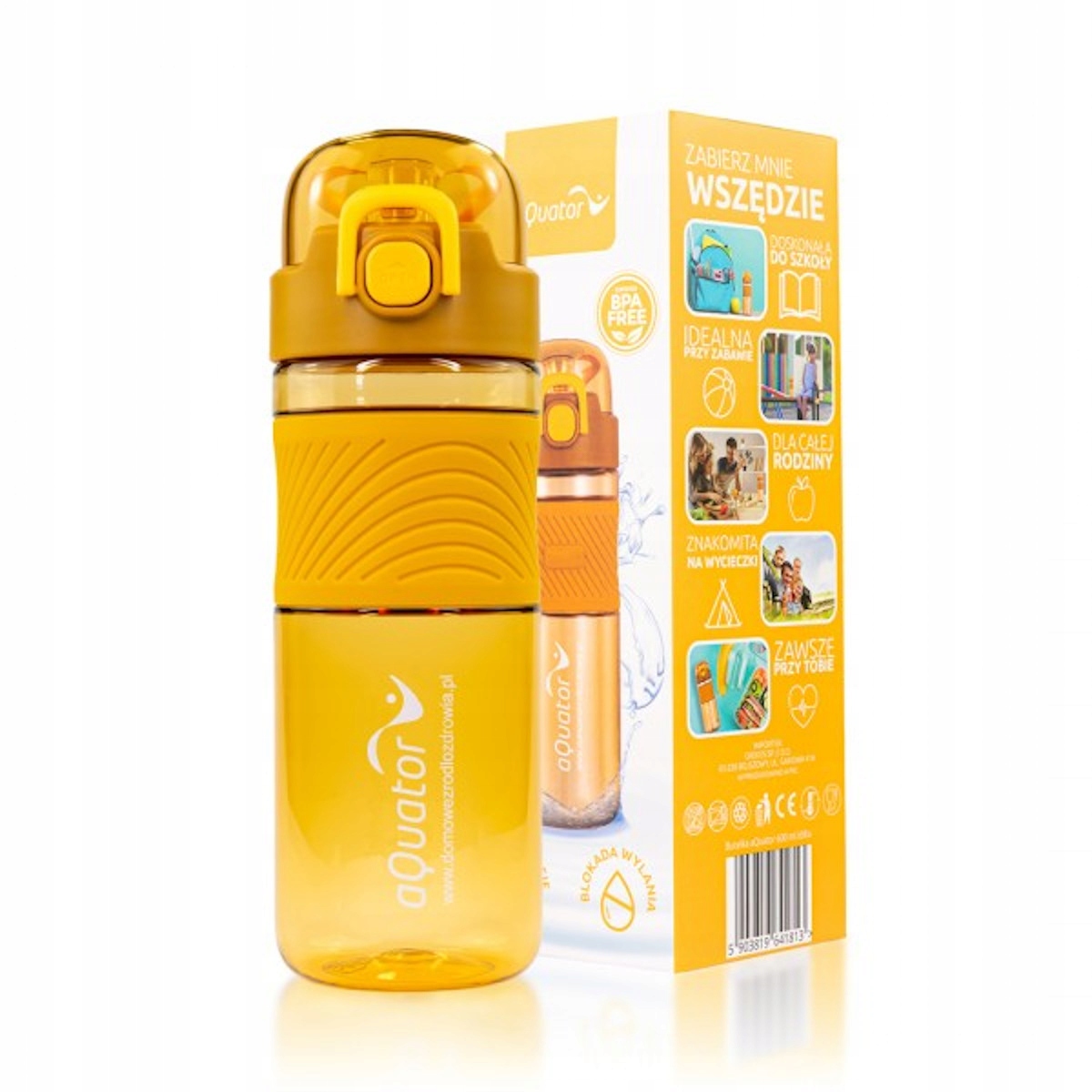 Bidon aQuator 600 ml żółty