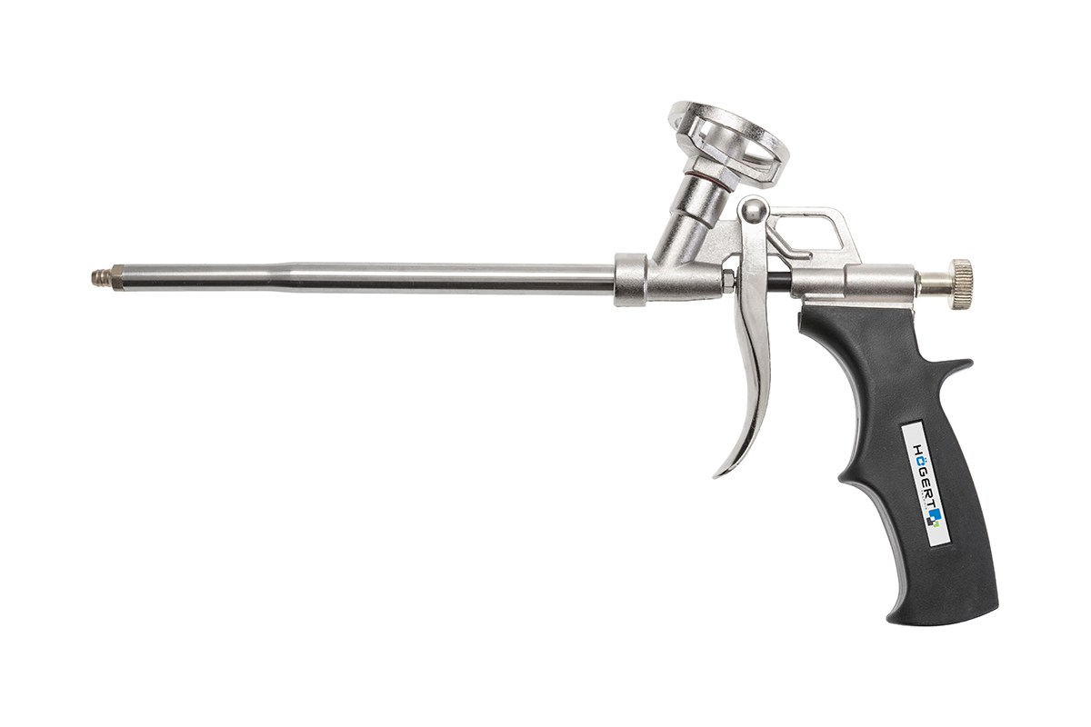 Pistolet do pianki montażowej stal nierdzewna + aluminium chromowane HOGERT
