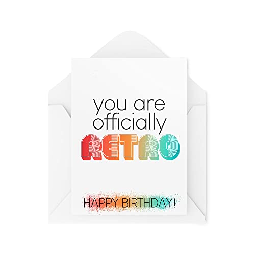 Śmieszne kartki urodzinowe | 'You Are Official Retro Card' | Stary żart świętowanie taty mamy wujek cioci banter nowość dla niej | CBH1173