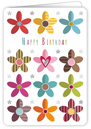 Quire Kolorowa kartka 'Happy Birthday' kwiaty
