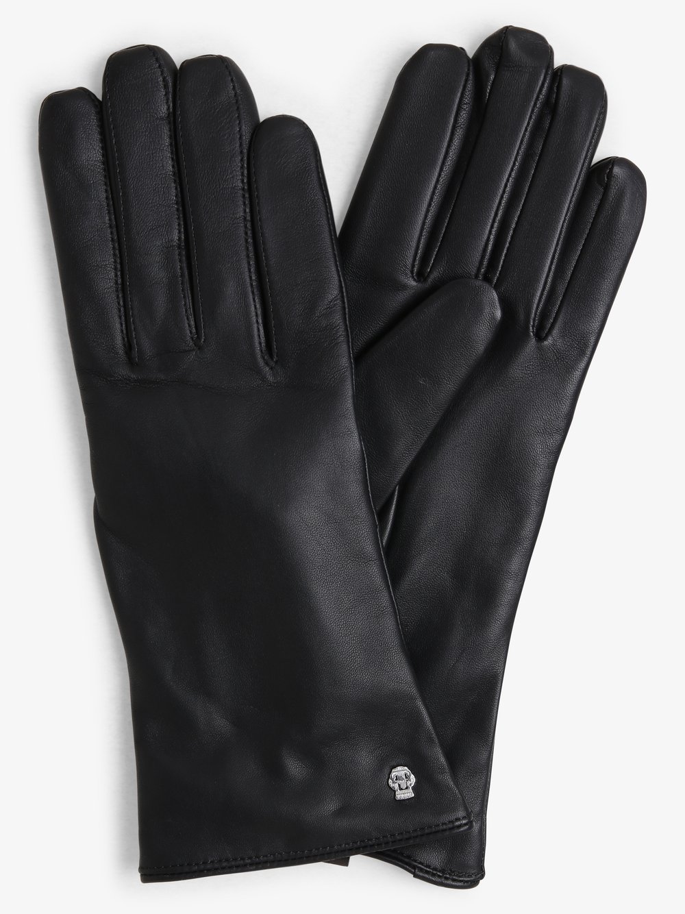 ROECKL - Skórzane rękawiczki damskie z dodatkiem kaszmiru, czarny