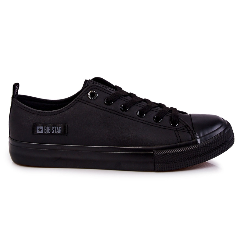 Męskie Niskie Skórzane Trampki Big Star KK174009 Czarne