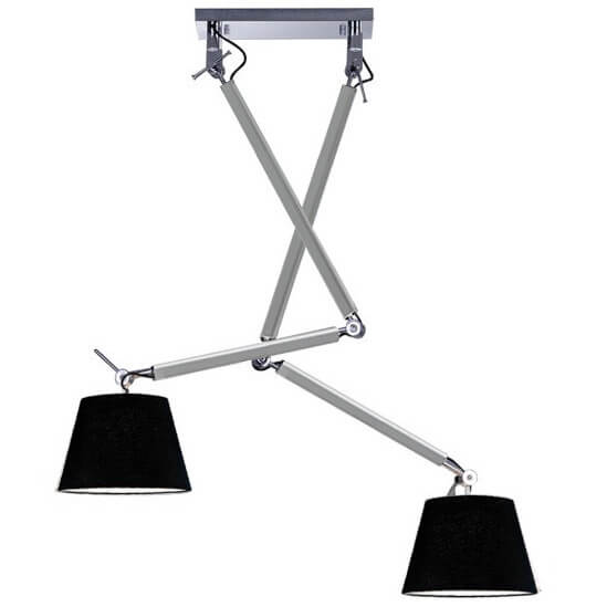 2-punktowa lampa wisząca Zyta abażurowa czarna szara
