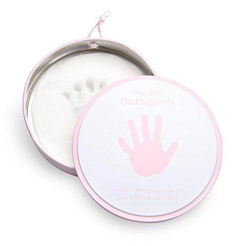 Pearhead 'My Little Babyprints' zestaw z nadrukiem ręki lub stópką pamiątkowa puszka i wrażenie, prezent na Dzień Matki dla nowej mamy, różowy