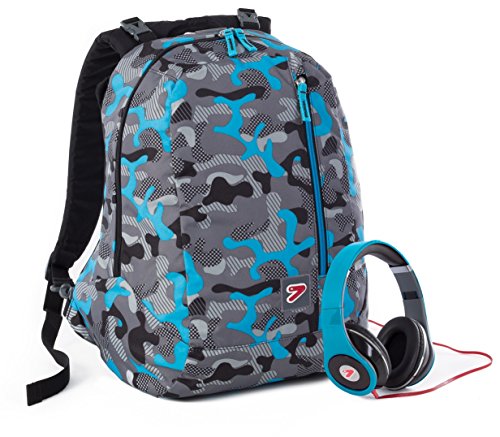 Seven Zaino odwracalny - Podwójny Turchese Fluo Camouflage - Seven, dwustronny plecak - Podwójny Fluo Turkusowy Camouflage - Siedem Unisex - Dzieci i Nastolatki, Niebieski, - 201001552-519