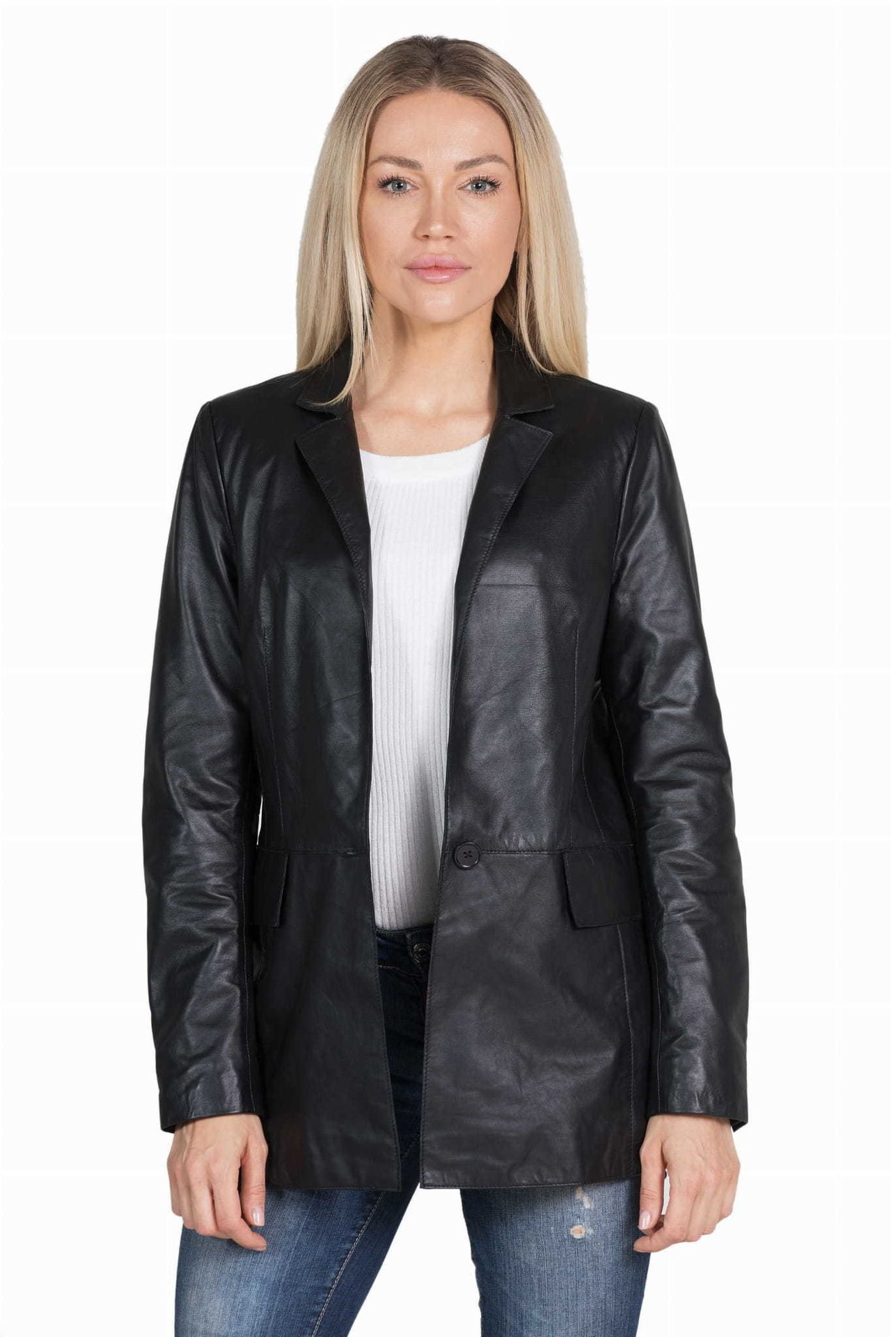 Damska kurtka skórzana, płaszcz STELLA black (3XL) - David Ryan