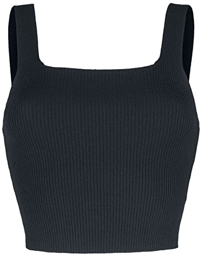 Urban Classics Women's Ladies Cropped Knit Top T-Shirt, czarny, XS