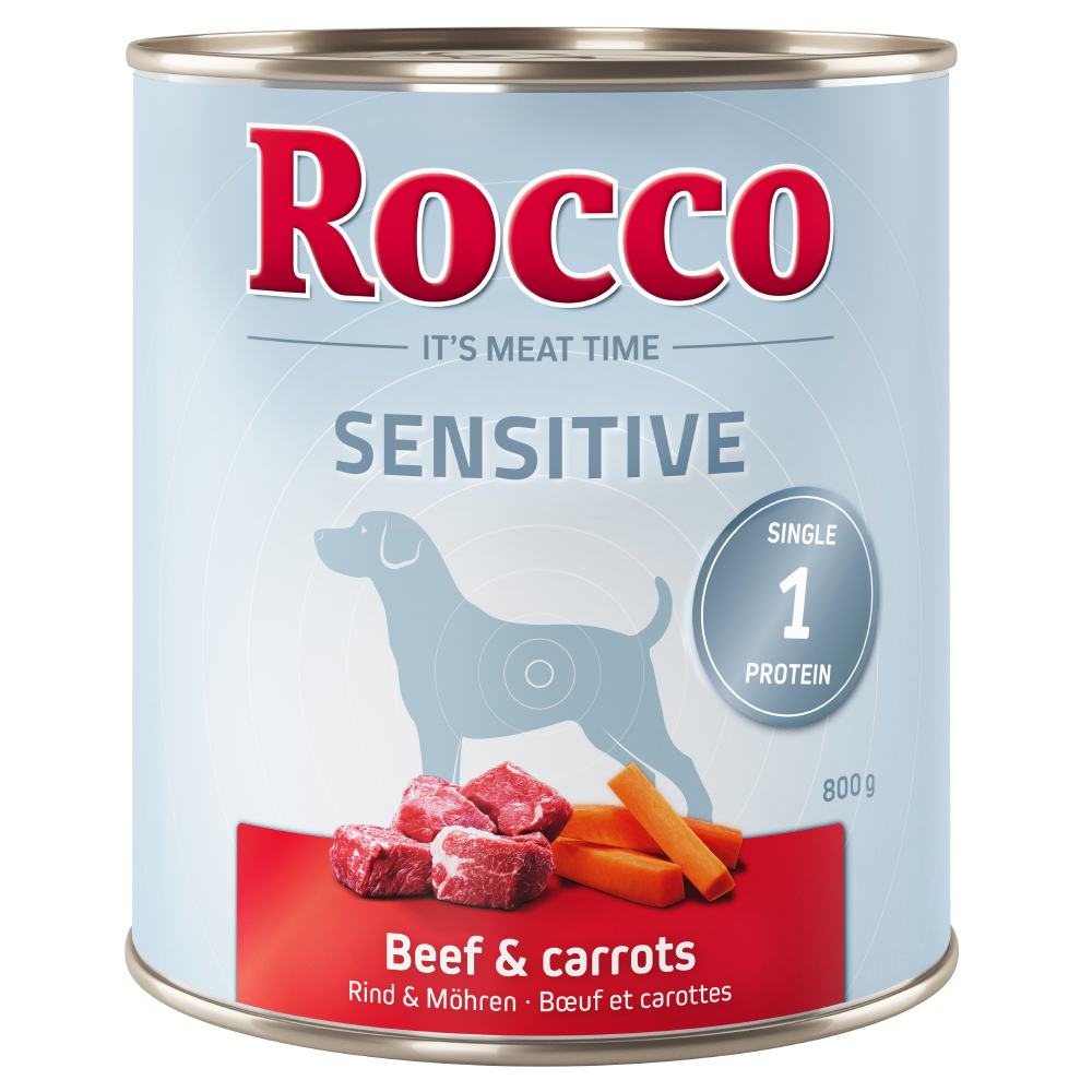 6x800g Rocco Sensitive, wołowina z marchewką, karma mokra dla psa