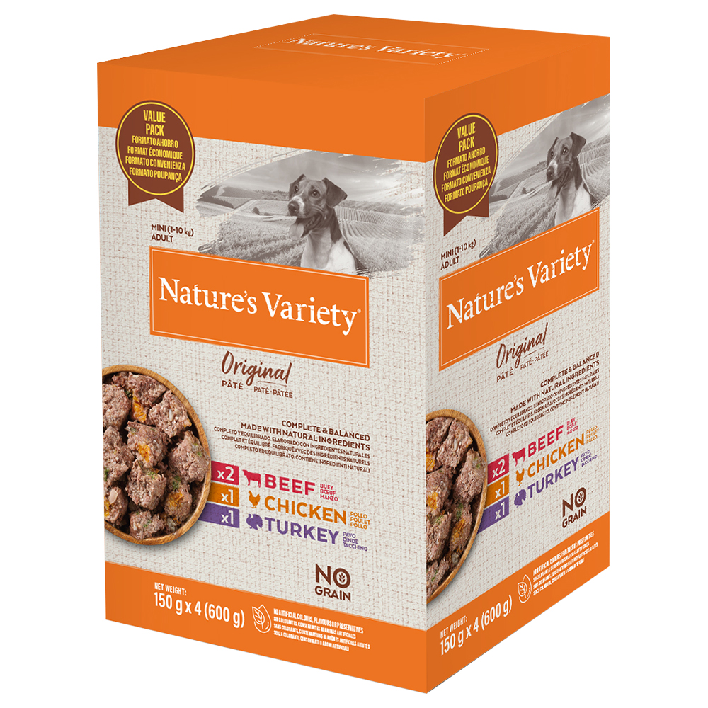 6 + 2 gratis! Nature's Variety Original Paté No Grain, różne rodzaje 8 x 150 g / 300 g - Mini, pakiet mieszany, wołowina, kurczak, indyk, 8 x 150 g