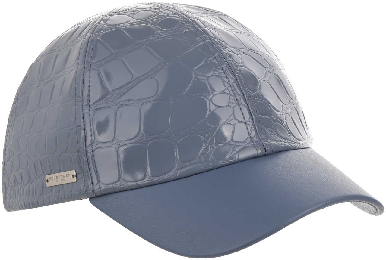 Czapka z Daszkiem Damska Faux Croc by Seeberger, niebieski, One Size
