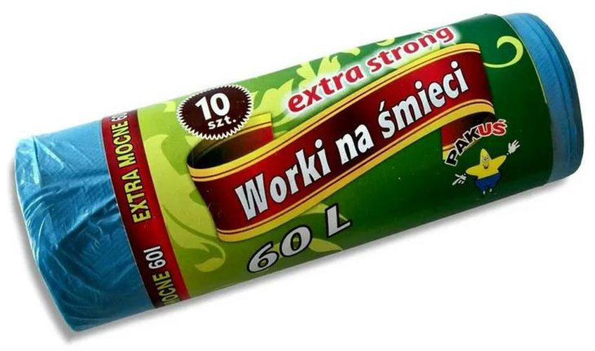 Pakuś Worki Extra Strong 60l 10szt Niebieskie 2389