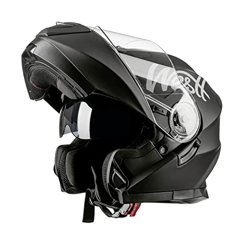 WESTT Torque X Integralny kask motocyklowy, z klapką, odporny na uderzenia, integralny kask dla mężczyzn i kobiet, certyfikat ECE, Czarny, M (57-58cm)