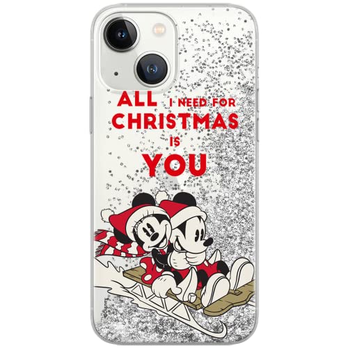 ERT GROUP etui na telefon Apple Iphone 13, case oryginalny i oficjalnie licencjonowany przez Disney, wzór Mickey & Minnie 015, optymalnie dopasowane, z efektem płynnego brokatu