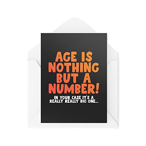 Śmieszne nowości kartki z życzeniami | Age Is Nothing But A Number | Urodziny stary rodzic Mama Tata Dziadek Przyjaciel Przekomarzanie się Zabawny żart | CBH1282