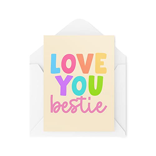 Śmieszne nowości kartki z życzeniami | Love You Bestie | Urodzinowa dziewczyna Best Friend Thinking Of You Banter Funny Joke | CBH1291