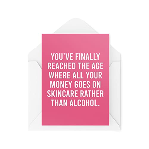 Śmieszne nowości kartki okolicznościowe | All Your Money Goes On Skincare zamiast alkoholu | Urodziny stary rodzic przekomarzanie się zabawny żart | CBH1281