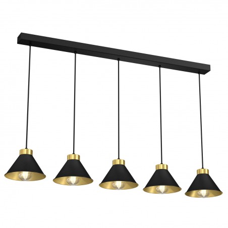 Luminex Demet 629 lampa wisząca zwis 5x60W E27 czarna/złota
