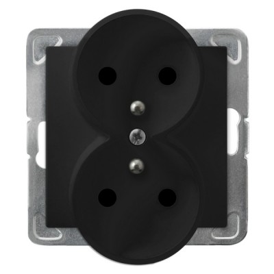 Ospel IMPRESJA Gniazdo podwójne z uziemieniem moduł bez ramki czarny metalik GP-2YRAZ/m/33 GP-2YRAZ/m/33