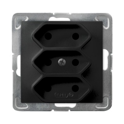 Ospel IMPRESJA Gniazdo potrójne EURO czarny metalik GP-3Y/m/33 GP-3Y/m/33