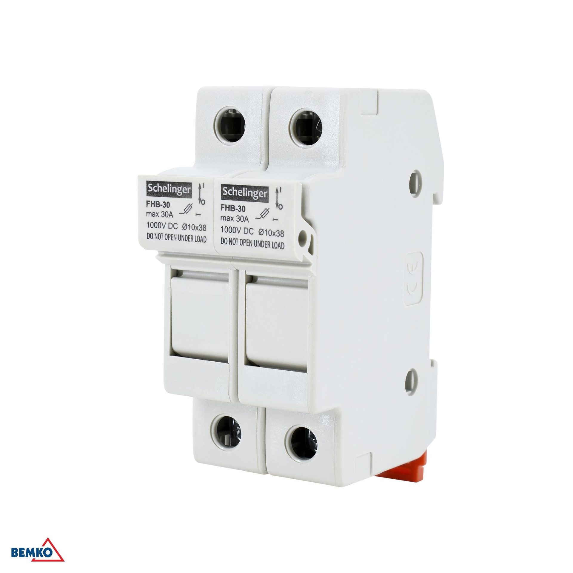 Podstawa bezpiecznikowa 10x38 2P 1000V DC PV 30A Bemko / Schelinger A13-FHB-2P-DC1000-32