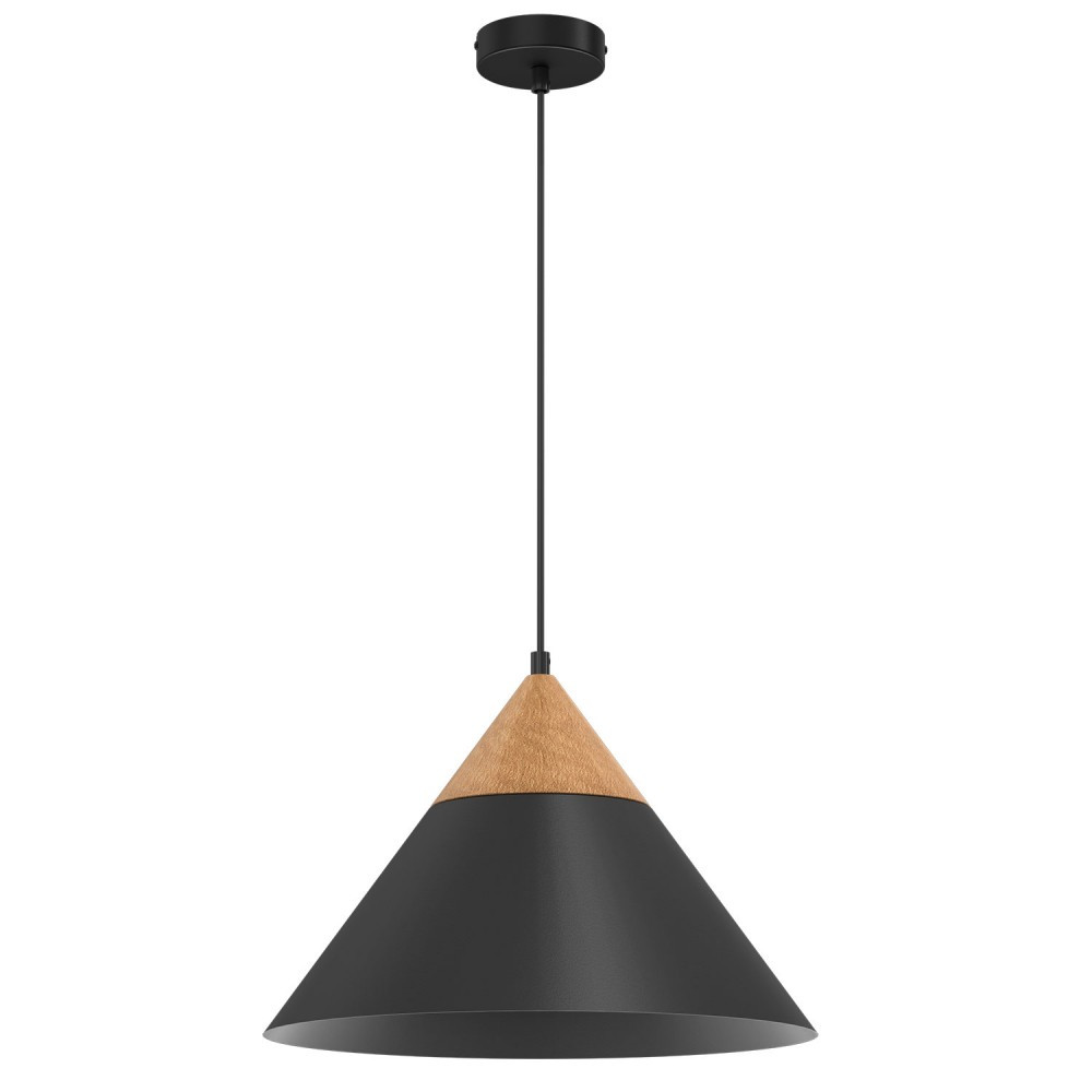 Luminex Single 449 lampa wisząca zwis 1x60W E27 czarna/drewniana