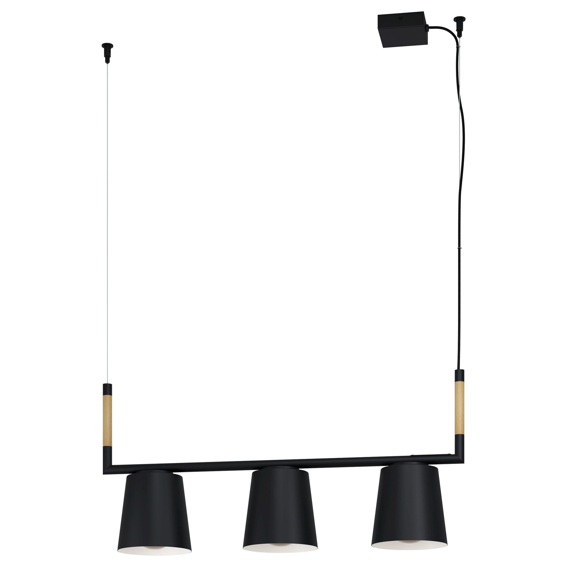 Eglo Lacey 43612 lampa wisząca zwis 3x40W E27 czarna/drewno
