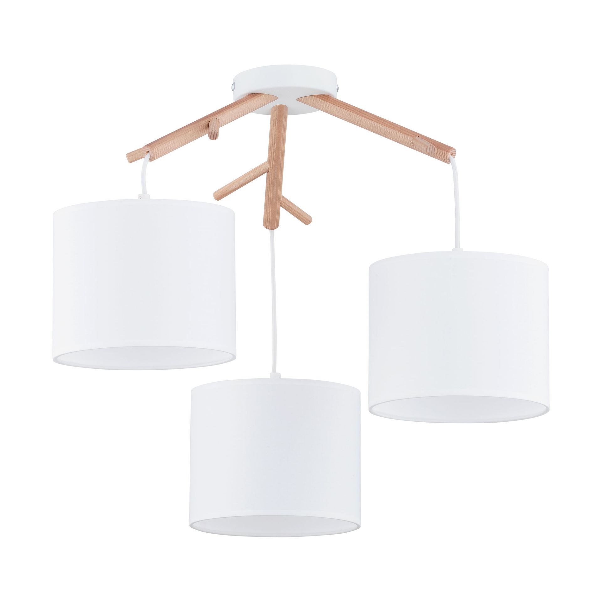 TK Lighting Albero 6553 lampa wisząca zwis 3x60W E27 biała/jasne drewno