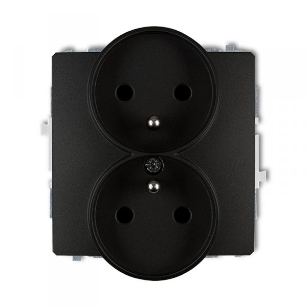 Karlik Gniazdo podwójne z uziemieniem DECO SOFT czarny 12DGPRSO-2z