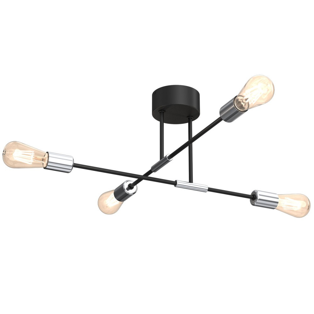 Luminex Flame 3909 lampa wisząca zwis 4x60W E27 czarna/chromowana