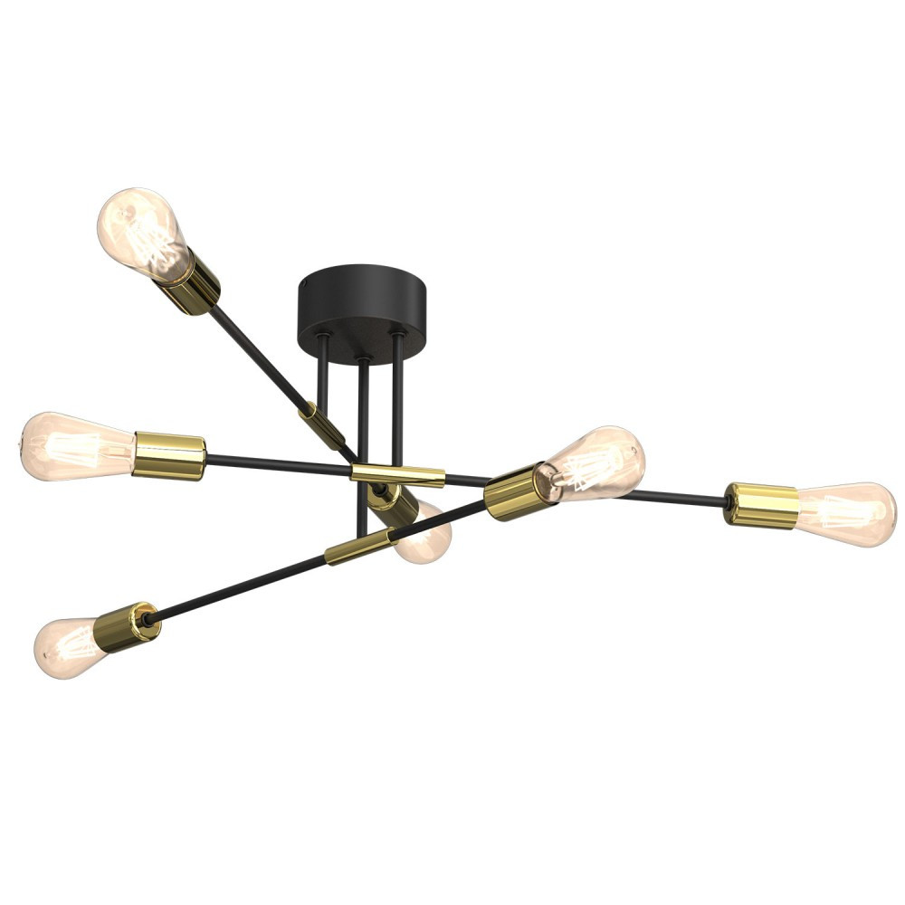 Luminex Flame 3907 lampa wisząca zwis 6x60W E27 czarna/złota