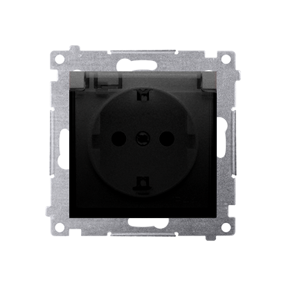 Kontakt Simon Simon 54 Gniazdo Schuko do wersji IP44 z przesłonami z uszczelką ramki (moduł) 16A 250V klapka transp. czarny mat DGSZ1BZ.01/49A DGSZ1BZ.01/49A
