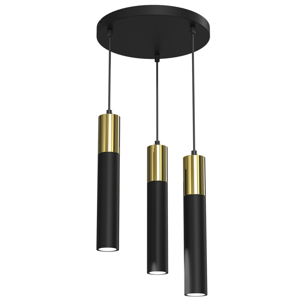 Luminex Cassa 4146 lampa wisząca zwis 3x8W GU10 czarna/złota