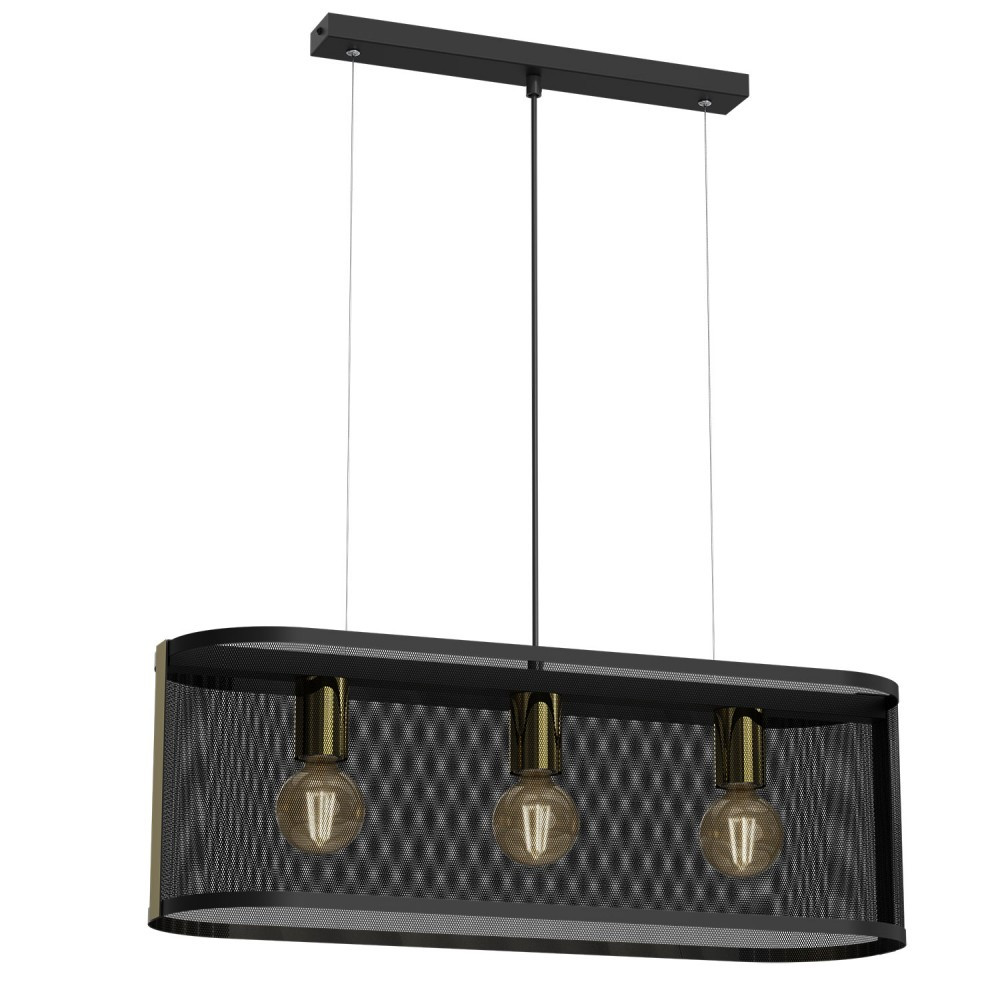Luminex Oval 4151 lampa wisząca zwis 3x60W E27 czarna/złota