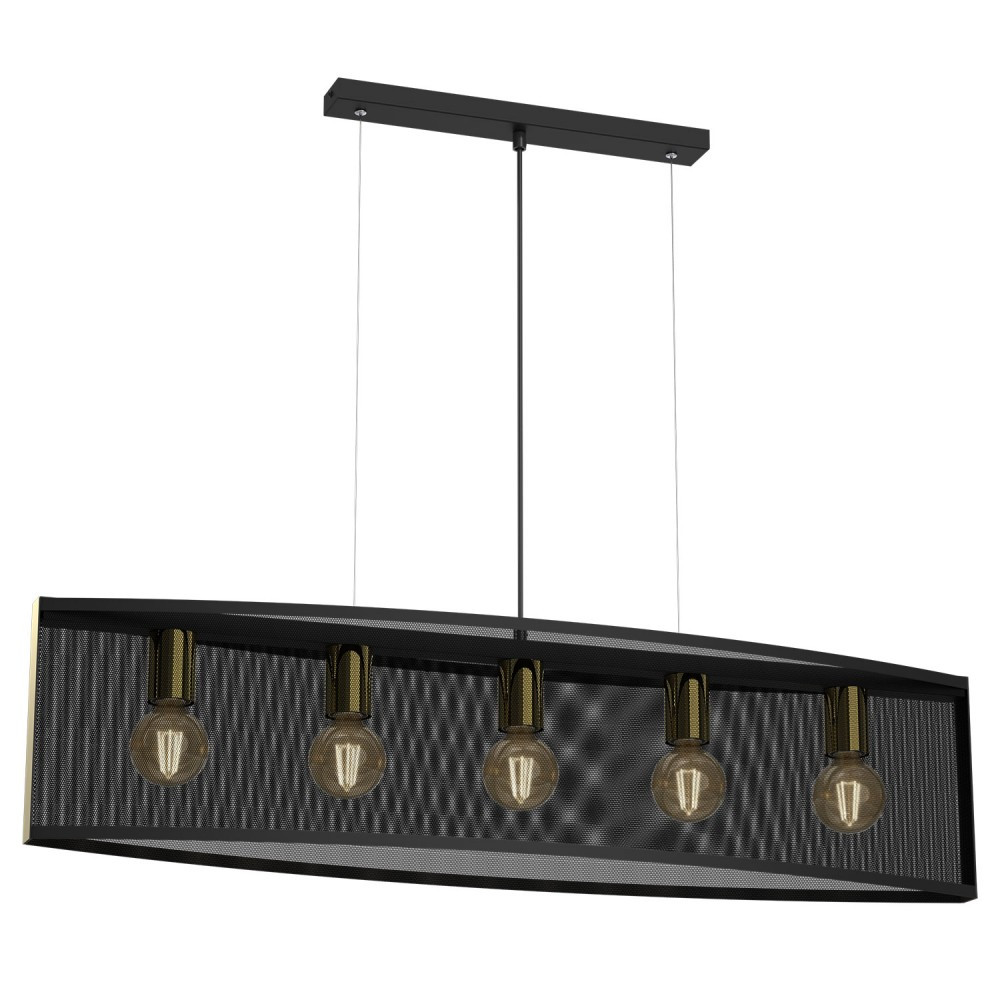 Luminex Tear 4153 lampa wisząca zwis 5x60W E27 czarna/złota