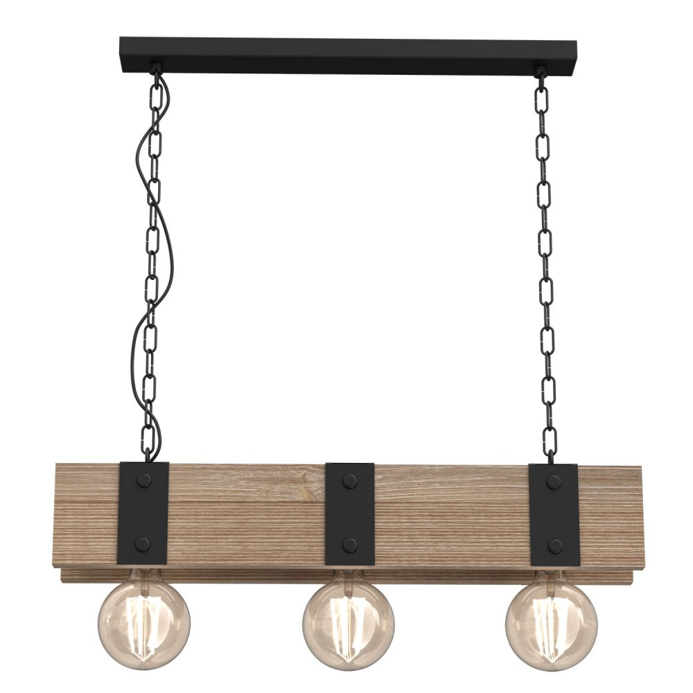 Luminex Soder 821 lampa wisząca zwis 3x60W E27 czarna/drewniana