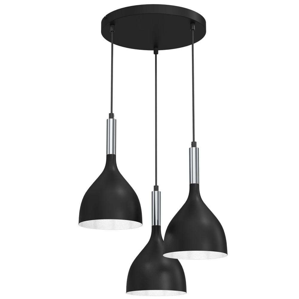 Luminex Plate 3895 lampa wisząca zwis 3x60W E27 czarna/chromowana