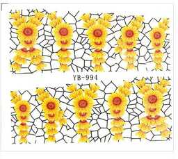 Naklejki wodne do paznokci arkusz 6,5 x 5,5 cm na 10 palców yb Nr 994
