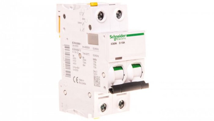 Schneider Electric Wyłącznik nadprądowy iC60N 2P D10 6kA A9F05210