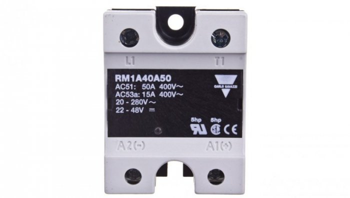 Przekaźnik półprzewodnikowy jednofazowy 42-440V AC 50A 20-280VAC/22-48VDC RM1A40A50