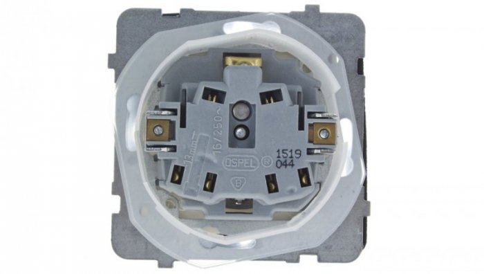 Ospel Gniazdo bryzgoszczelne IP44 klapka przezroczystaKaro ECRU PERŁOWY GPH-1SZP/M/42/D