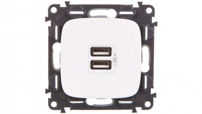 VALENA ALLURE Gniazdo ładowania usb podwójne białe 754995