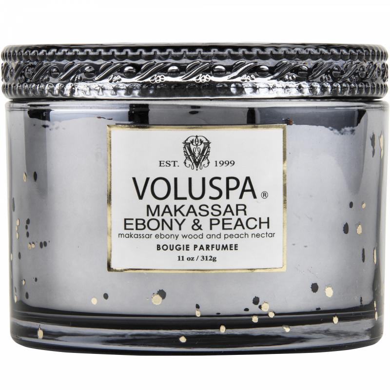 Voluspa Makassar Ebony & Peach Boxed Corta Maison Glass Candle (45h)