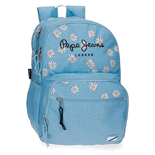 Pepe Jeans Katherine Plecak szkolny Podwójna Przegroda Adaptacja do wózka Niebieski 31x46x16 cm poliester 24,24L, Niebieski, Talla única, Plecak szkolny Podwójny Przedział Adaptacyjny do koszyka