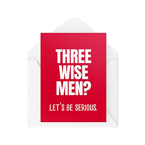 Śmieszne kartki świąteczne | Three Wise Men Let's Be Serious Card | 'For Her Him' nowość żart banter dorosły świąteczny sarkazm | CBH718